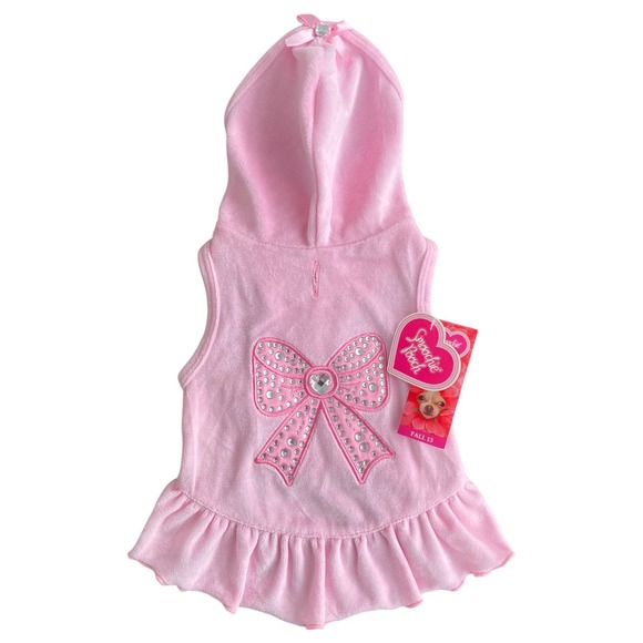 NEW Smoochie Pooch Velour Hoodie Dog Dress Pink Size S - Picture 2 of 9